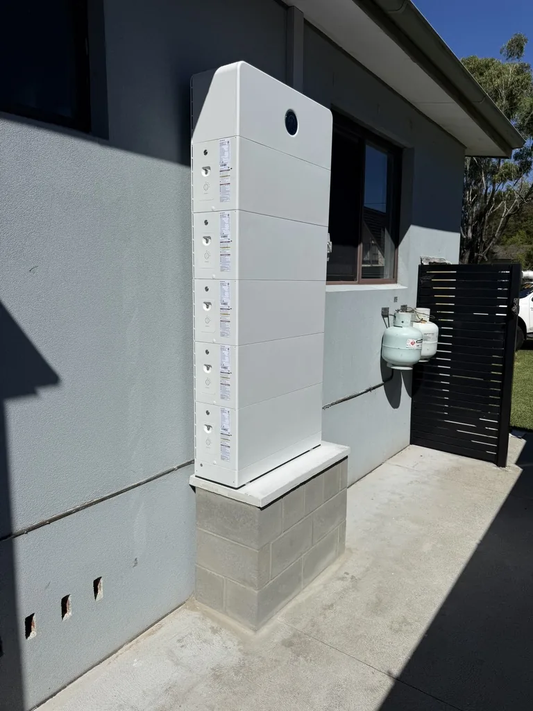Completed exterior battery system installation