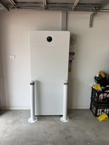 Battery system installed inside a garage